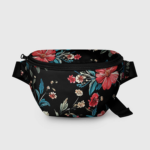 Поясная сумка Цветы старинный узор / 3D-принт – фото 1