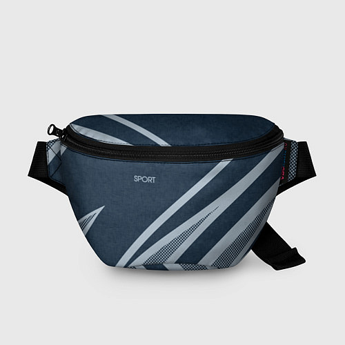 Поясная сумка Sport синий текстурный с полосами / 3D-принт – фото 1