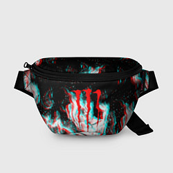 Поясная сумка Monster energy глитч огонь, цвет: 3D-принт