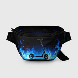 Поясная сумка Самокат в синем пламени, цвет: 3D-принт