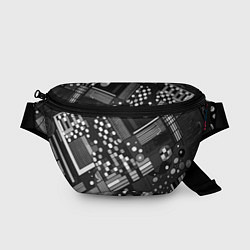 Поясная сумка Тёмный серый абстракция квадраты кружочки