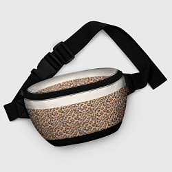 Поясная сумка Леопардовый паттерн с черной и бежевой полосой, цвет: 3D-принт — фото 2