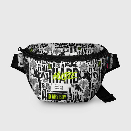 Поясная сумка Pattern with inscriptions hustle sand boy / 3D-принт – фото 1