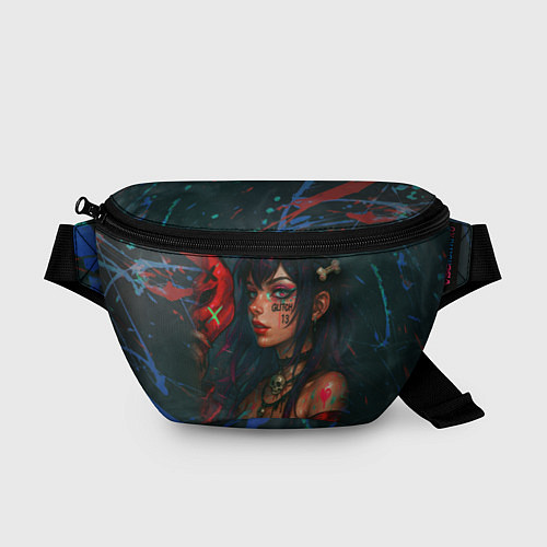 Поясная сумка Девушка с маской киберпанк / 3D-принт – фото 1