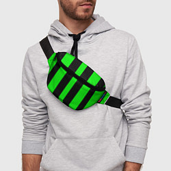Поясная сумка Color green black lines, цвет: 3D-принт — фото 2