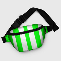 Поясная сумка Color light green white lines, цвет: 3D-принт — фото 2