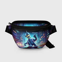 Поясная сумка Bender is a skateboarder in neon street - ai art