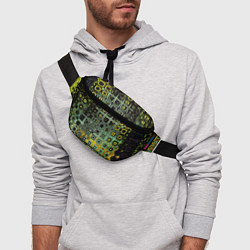 Поясная сумка Абстрактная зелено-черная текстура, цвет: 3D-принт — фото 2