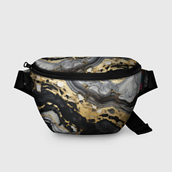 Поясная сумка Черный серый золотой мрамор, цвет: 3D-принт