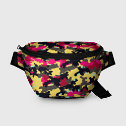 Поясная сумка Камуфляж: желтый/черный/розовый, цвет: 3D-принт