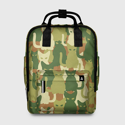 Женский рюкзак Камуфляж- зелёные кошки / 3D-принт – фото 1
