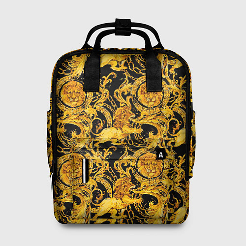 Женский рюкзак Львы золотые узоры / 3D-принт – фото 1