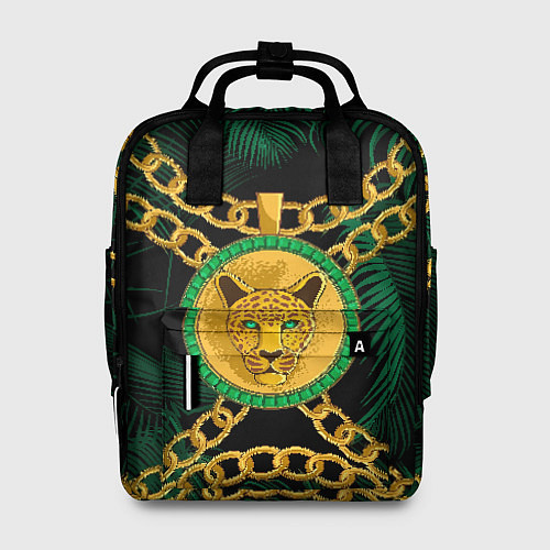 Женский рюкзак Золотой леопард и цепь / 3D-принт – фото 1