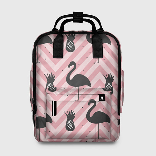 Женский рюкзак Черный фламинго арт / 3D-принт – фото 1