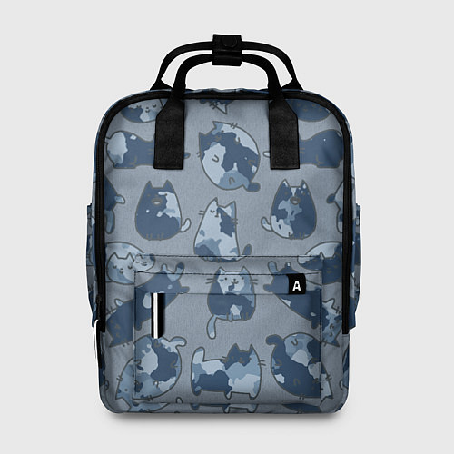 Женский рюкзак Камуфляж с котиками серо-голубой / 3D-принт – фото 1