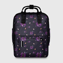 Рюкзак женский Фиолетовые розы на темном фоне, цвет: 3D-принт