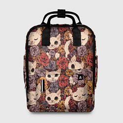 Рюкзак женский КОТИКИ В ЦВЕТАХ, цвет: 3D-принт
