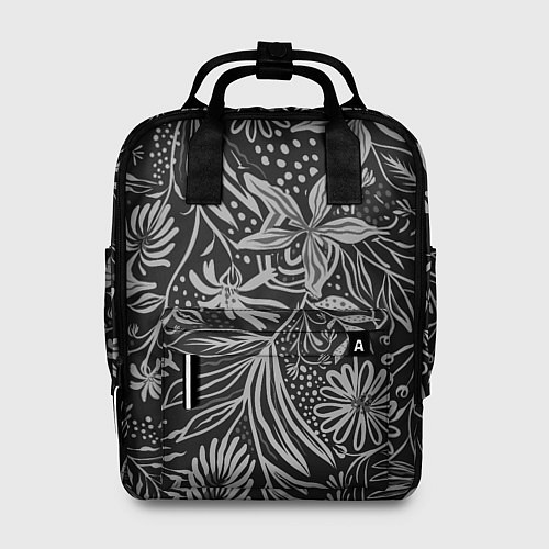 Женский рюкзак Флора Черно Белая / 3D-принт – фото 1