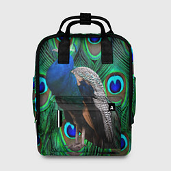 Рюкзак женский Павлин на фоне своих перьев, цвет: 3D-принт