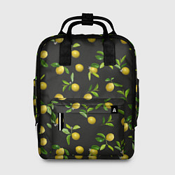 Рюкзак женский Лимончики на черном, цвет: 3D-принт