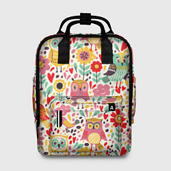 Женский рюкзак Красочные совы и цветы