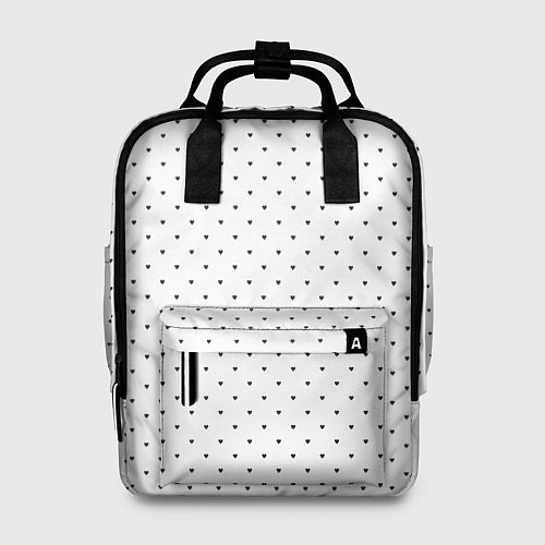 Женский рюкзак Сердечки черные на белом / 3D-принт – фото 1