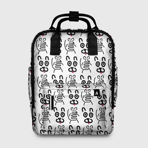 Женский рюкзак Кот Мышь Черный Белый / 3D-принт – фото 1