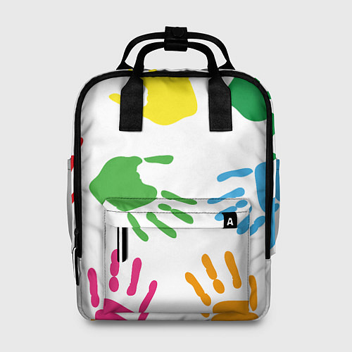 Женский рюкзак Цветные ладошки - Детский узор / 3D-принт – фото 1