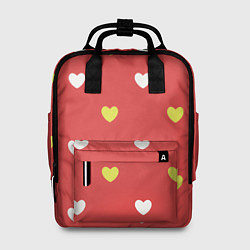 Рюкзак женский Сердечки на красном паттерн, цвет: 3D-принт