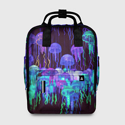 Рюкзак женский Неоновые медузы, цвет: 3D-принт
