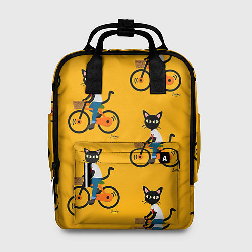 Женский рюкзак Котики на велосипедах / 3D-принт – фото 1