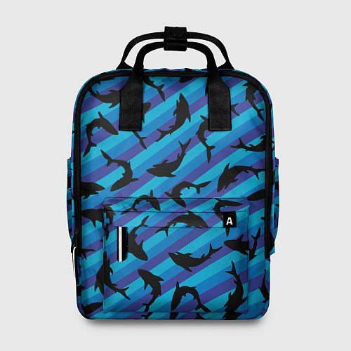 Женский рюкзак Черные акулы паттерн / 3D-принт – фото 1