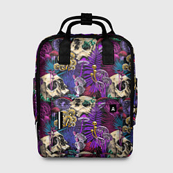 Рюкзак женский Психоделика - черепа и грибы, цвет: 3D-принт