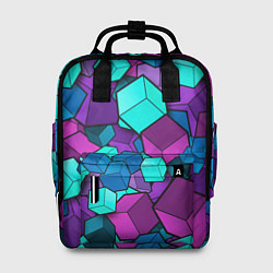 Рюкзак женский СИРЕНЕВЫЕ КУБЫ, цвет: 3D-принт