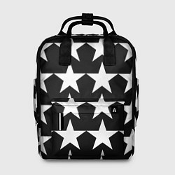 Рюкзак женский Белые звёзды на чёрном фоне, цвет: 3D-принт