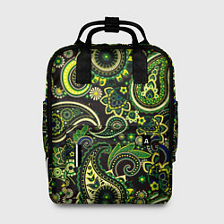 Рюкзак женский Ярко зеленые славянские узоры, цвет: 3D-принт