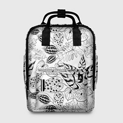 Рюкзак женский Черно-белый узор Тропики, цвет: 3D-принт