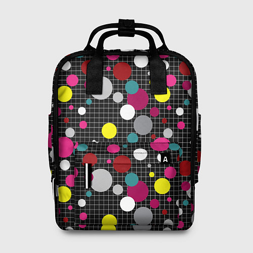 Женский рюкзак Разноцветный горох на черном / 3D-принт – фото 1