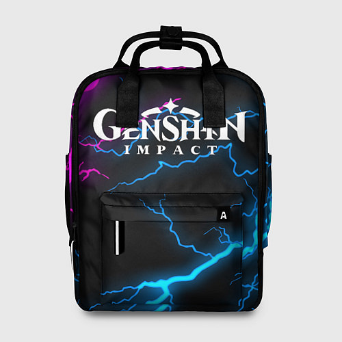 Женский рюкзак GENSHIN IMPACT NEON FLASH НЕОНОВЫЕ РАЗРЯДЫ МОЛНИЙ / 3D-принт – фото 1