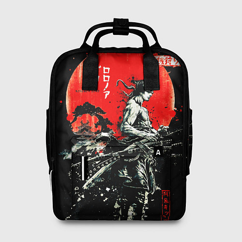 Женский рюкзак Ван пис зоро самурай на черном фоне / 3D-принт – фото 1