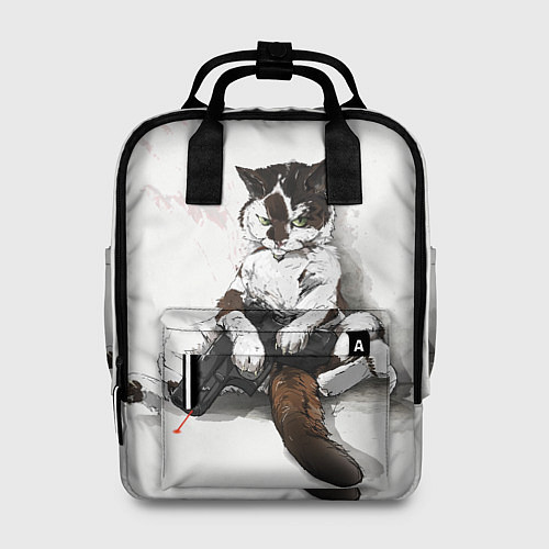 Женский рюкзак Котик с пистолетом на стене мем / 3D-принт – фото 1