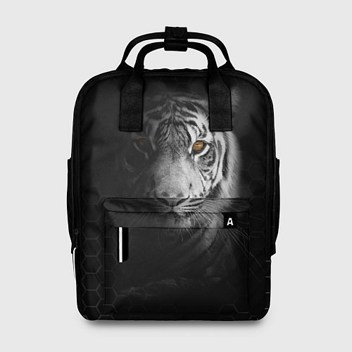 Женский рюкзак Тигр черно-белый соты / 3D-принт – фото 1