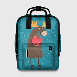 Рюкзак женский Душевный лось с сердцем, цвет: 3D-принт