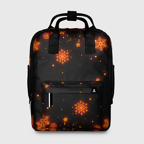 Женский рюкзак ОГНЕННЫЕ НОВОГОДНИЕ СНЕЖИНКИ НЕОН / 3D-принт – фото 1