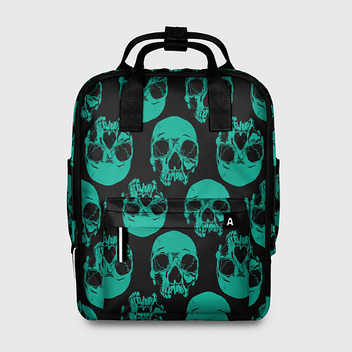 Женский рюкзак Узор из зелёных черепков / 3D-принт – фото 1