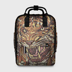 Рюкзак женский Хищный дикий тигр, цвет: 3D-принт