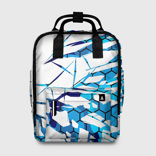 Женский рюкзак 3D ВЗРЫВ ПЛИТ Белые и синие осколки / 3D-принт – фото 1