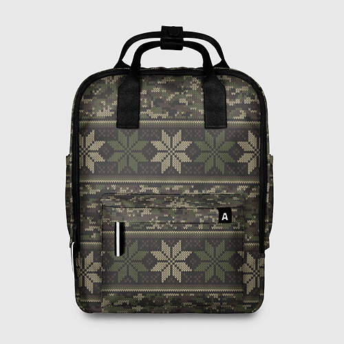 Женский рюкзак Вязанный камуфляж с цветами / 3D-принт – фото 1