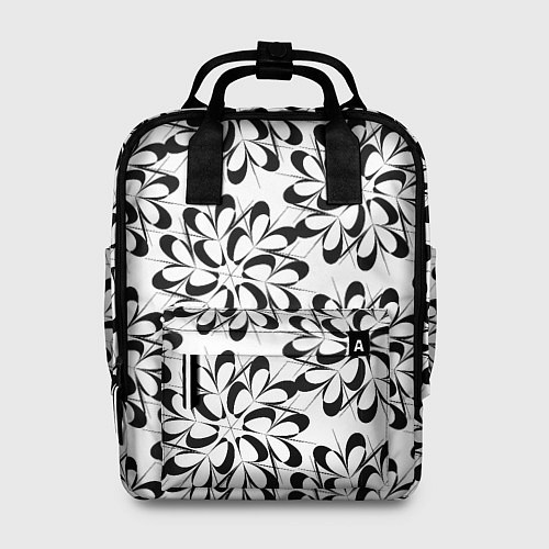 Женский рюкзак Чёрные цветы на белом / 3D-принт – фото 1