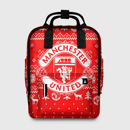 Женский рюкзак FC Manchester United: Новогодний узор / 3D-принт – фото 1